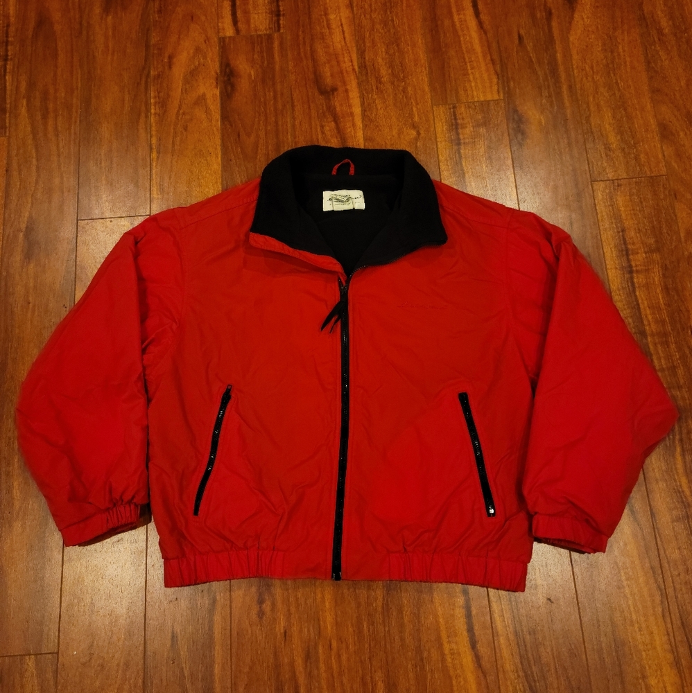 Eddie Bauer Men Fleece Lined  Red Coat Size L